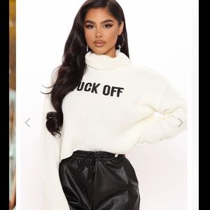 White fuck off Cropped sweater size small